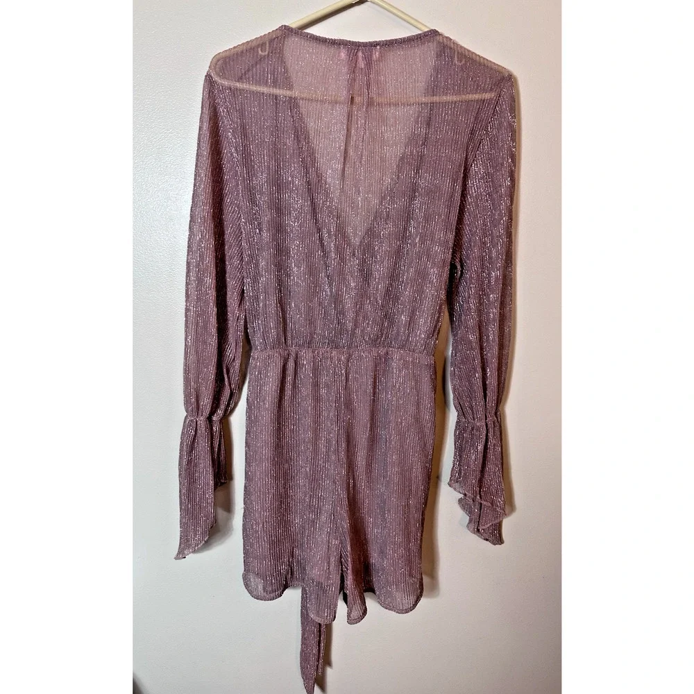 Paradiso Romper Womens Large Pink Shimmer Pockets Balloon Tie Retrofete Inspired - Picture 2 of 10